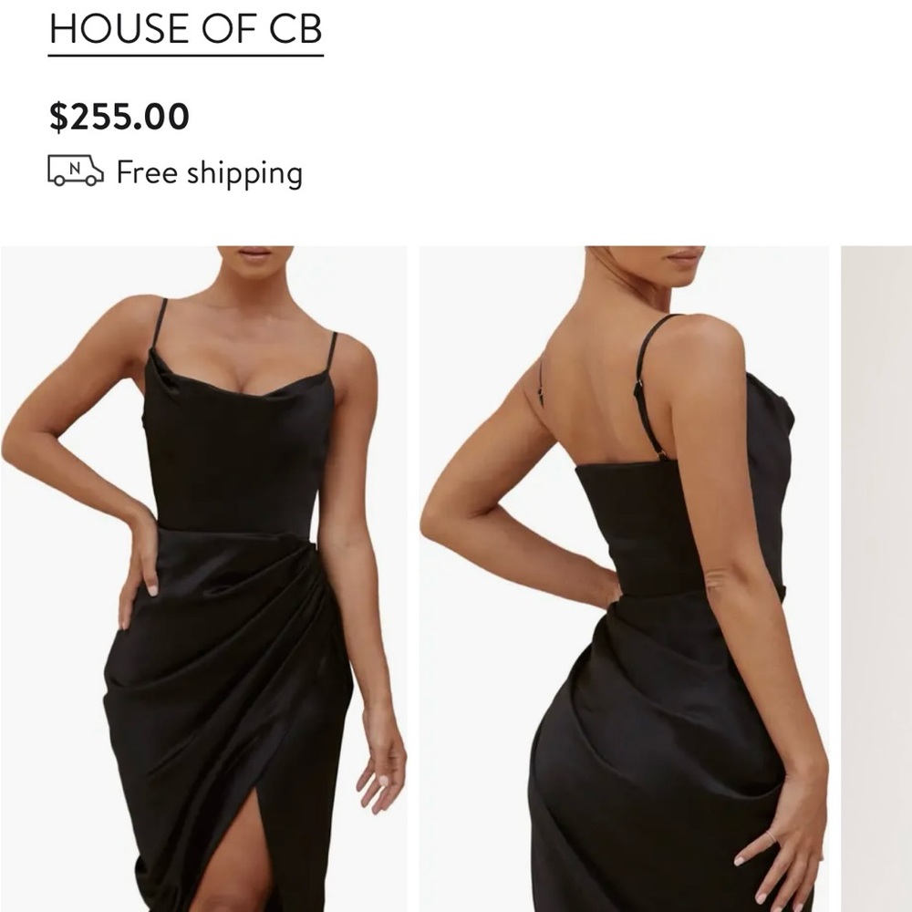 House of CB Reva Black Satin Balcony Corset Dress